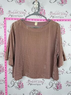 GAP shirt top Velvet Boxy Short Sleeve Top - Mauve